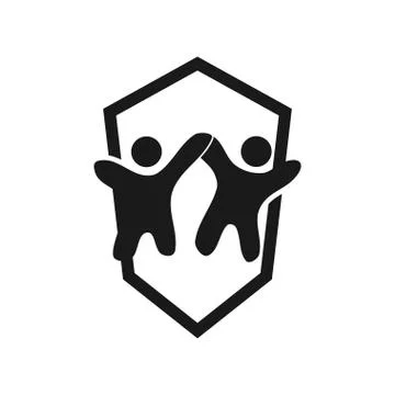 Commitment Teamwork Together Business Black Logo Illustration Vector Illustrazione stock