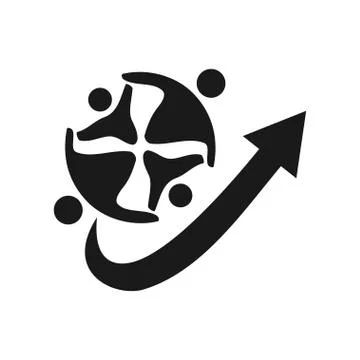 Commitment Teamwork Together Business Black Logo Illustration Vector Illustrazione stock