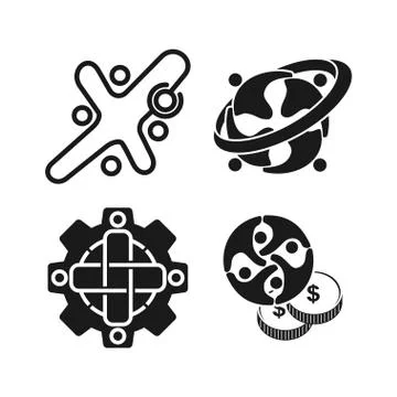 Commitment Teamwork Together Business Black Logo Illustration Vector Illustrazione stock