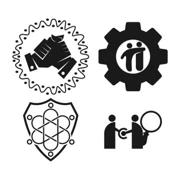 Commitment Teamwork Together Business Black Logo Illustration Vector 스톡 일러스트