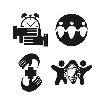 Commitment Teamwork Together Business Black Logo Illustration Vector Illustrazione stock