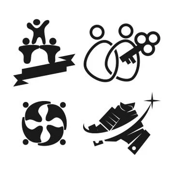 Commitment Teamwork Together Business Black Logo Illustration Vector Illustrazione stock