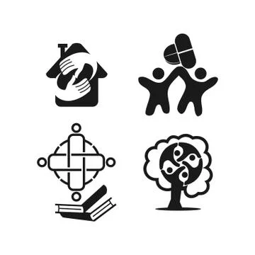 Commitment Teamwork Together Business Black Logo Illustration Vector 스톡 일러스트