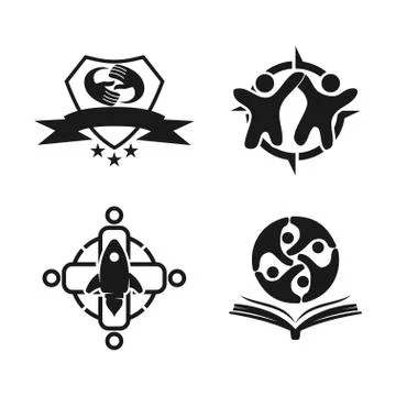 Commitment Teamwork Together Business Black Logo Illustration Vector Illustrazione stock