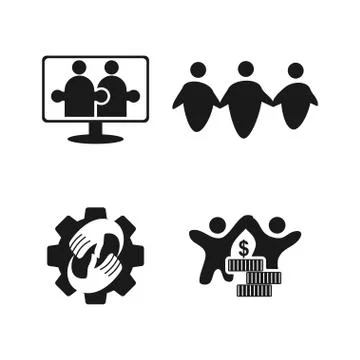 Commitment Teamwork Together Business Black Logo Illustration Vector 스톡 일러스트