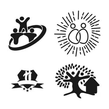 Commitment Teamwork Together Business Black Logo Illustration Vector Illustrazione stock