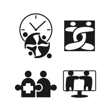 Commitment Teamwork Together Business Black Logo Illustration Vector Illustrazione stock