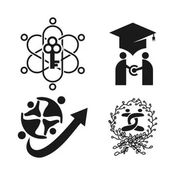 Commitment Teamwork Together Business Black Logo Illustration Vector イラスト素材