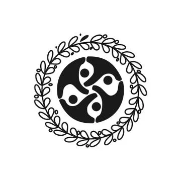 Commitment Teamwork Together Business Black Logo Illustration Vector Illustrazione stock