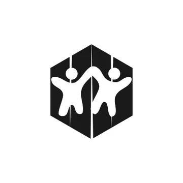 Commitment Teamwork Together Business Black Logo Illustration Vector 스톡 일러스트