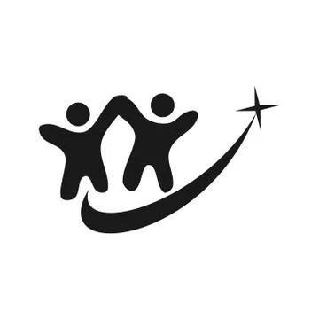 Commitment Teamwork Together Business Black Logo Illustration Vector Illustrazione stock