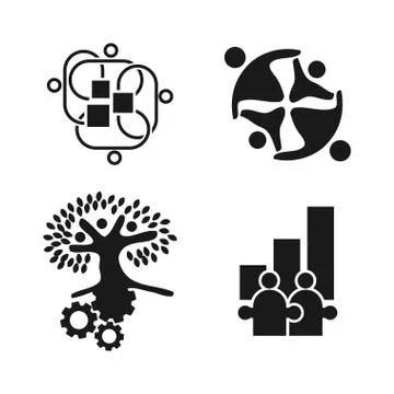 Commitment Teamwork Together Business Black Logo Illustration Vector 스톡 일러스트