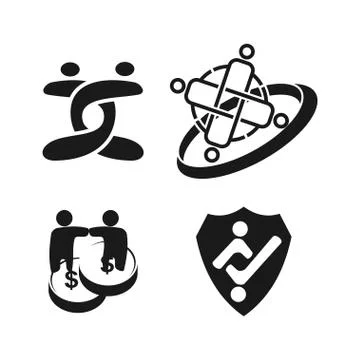 Commitment Teamwork Together Business Black Logo Illustration Vector 스톡 일러스트