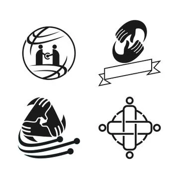 Commitment Teamwork Together Business Black Logo Illustration Vector 스톡 일러스트