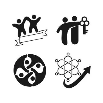 Commitment Teamwork Together Business Black Logo Illustration Vector Illustrazione stock