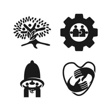 Commitment Teamwork Together Business Black Logo Illustration Vector 스톡 일러스트