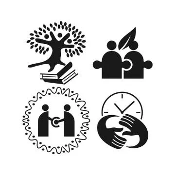 Commitment Teamwork Together Business Black Logo Illustration Vector 스톡 일러스트