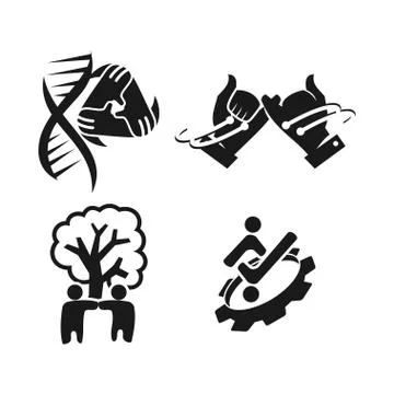 Commitment Teamwork Together Business Black Logo Illustration Vector 스톡 일러스트