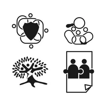 Commitment Teamwork Together Business Black Logo Illustration Vector Stock Illustration