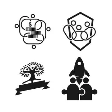 Commitment Teamwork Together Business Black Logo Illustration Vector Illustrazione stock