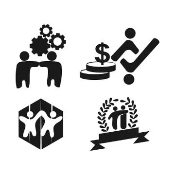 Commitment Teamwork Together Business Black Logo Illustration Vector Illustrazione stock