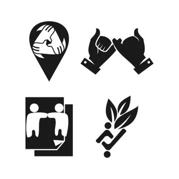 Commitment Teamwork Together Business Black Logo Illustration Vector Illustrazione stock