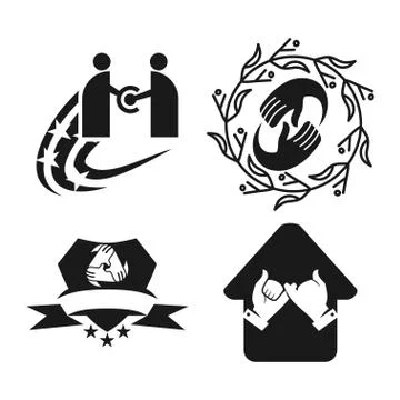 Commitment Teamwork Together Business Black Logo Illustration Vector Illustrazione stock