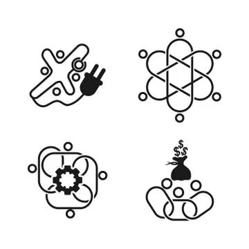 Commitment Teamwork Together Business Black Logo Illustration Vector 스톡 일러스트