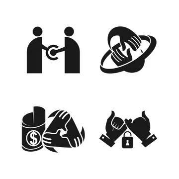 Commitment Teamwork Together Business Black Logo Illustration Vector 스톡 일러스트