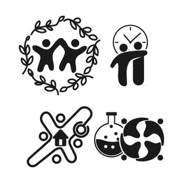 Commitment Teamwork Together Business Black Logo Illustration Vector Illustrazione stock