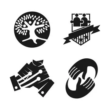 Commitment Teamwork Together Business Black Logo Illustration Vector Illustrazione stock