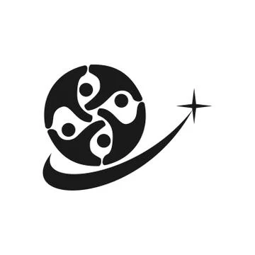 Commitment Teamwork Together Business Black Logo Illustration Vector Illustrazione stock