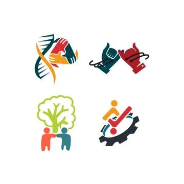 Commitment Teamwork Together Business Logo Illustration Vector 스톡 일러스트