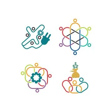 Commitment Teamwork Together Business Logo Illustration Vector Illustrazione stock