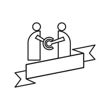 Commitment Teamwork Together Outline Logo 스톡 일러스트