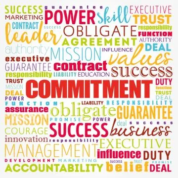 Commitment word cloud collage, business concept background Stock Illustration