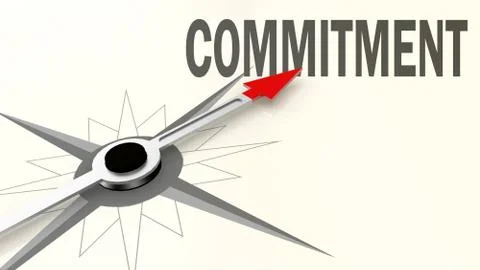 Commitment word on compass with red arrow Stock Illustration