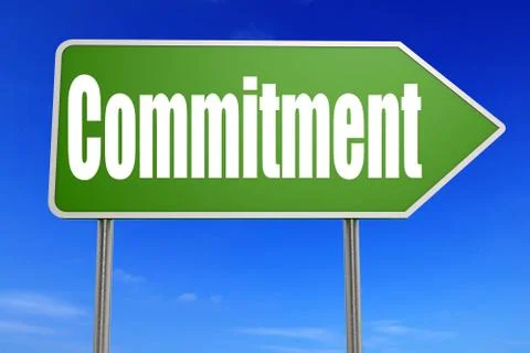Commitment word with green road sign Stock Illustration