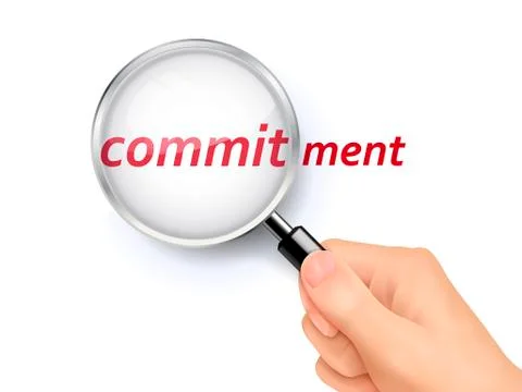 Commitment word showing through magnifying glass Stock Illustration