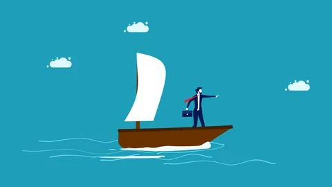 Commitment to work. Business leaders are moving the ship forward. vector Stock Illustration