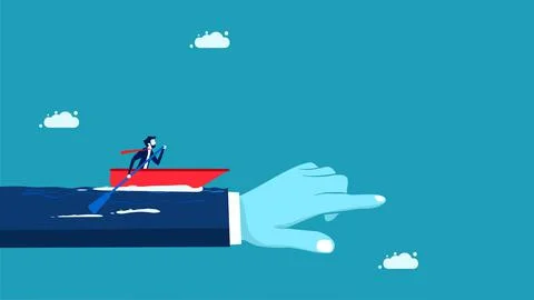 Commitment to work. Business leaders are moving the ship forward. vector Stock Illustration