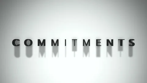 Commitments 3D title animation matte black text on a white background 库存影片 300716211