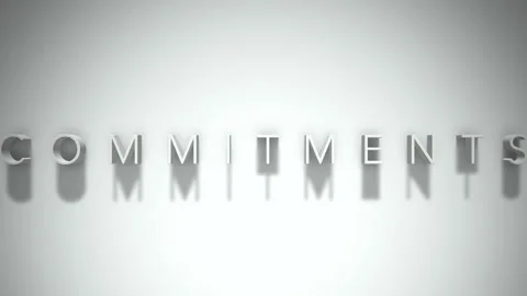 Commitments 3D title animation with shadows on a white background 動画素材 296523641