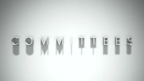 Committees 3D title animation with shadows on a white background Stock Footage 297456041