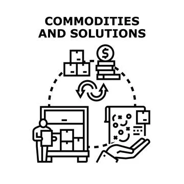Commodities and solutions cycle in business logistics Stock Illustration