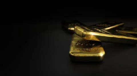Commodities, Gold Bullion Bars Over Black Stock Illustration