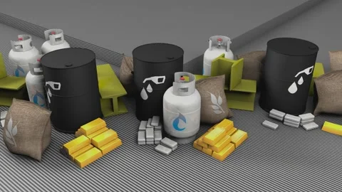 Commodities goods, world in demand resources. Stock Footage 219854680