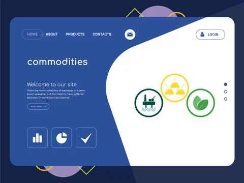 Commodities Landing page website template design Free Stock Illustration