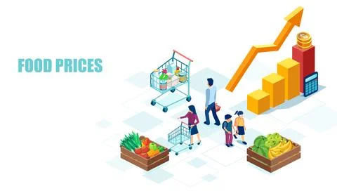 Commodities prices and increasing food cost Illustrazione stock
