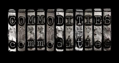 Commodities word in type Stock Photos